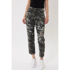 KanCan Women's Camo Boyfriend Jeans - Olive/Black Camo